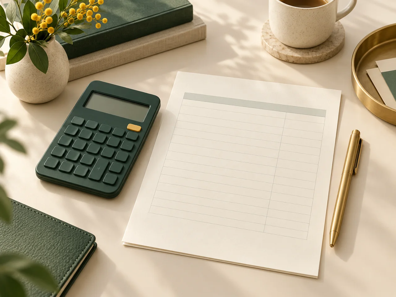 Illustration of a calculator beside a blank cost statement